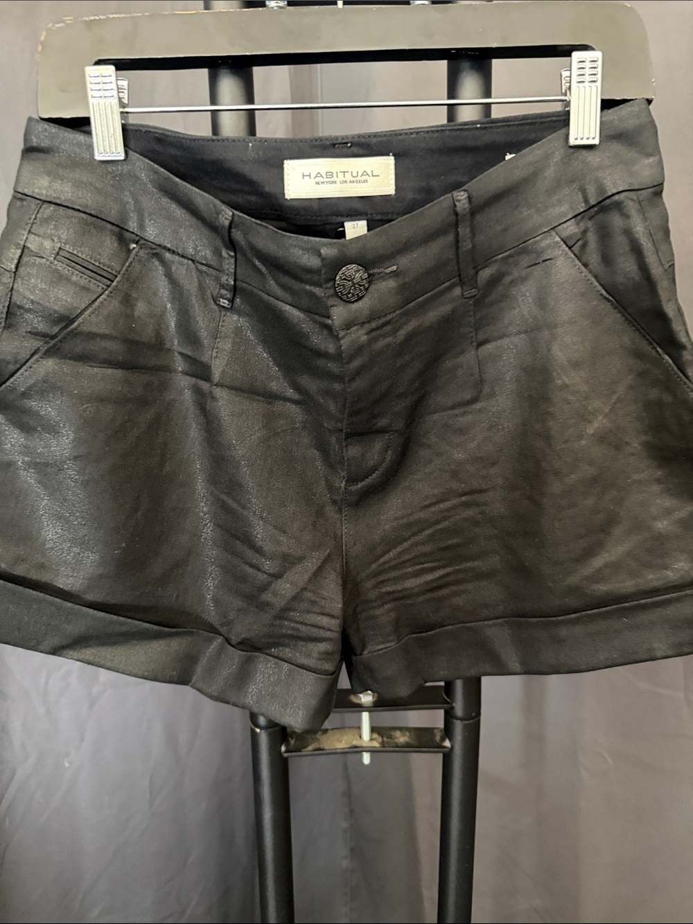 Habitual Black Faux-Leather Women's Shorts